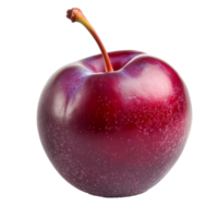 Fresh red plum isolated on a transparent background showcasing its vibrant color and smooth texture, red plum isolated on transparent background png
