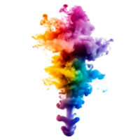 Colorful rainbow ink smoke swirls against a transparent background creating a vibrant visual spectacle, rainbow colorful ink smoke isolated on transparent background png