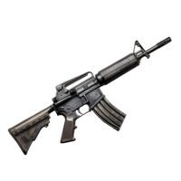 An assault rifle displayed on a transparent background showcasing intricate details of its design and structure, M4A1 Assault Rifle on transparent background png