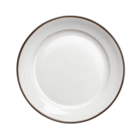 A clean, empty round plate viewed from above against a transparent background, perfect for serving meals or showcasing food, top view plate on transparent background png