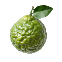 Bergamot fruit displayed on a transparent background highlighting its unique texture and green color, Bergamot fruit on transparent background png