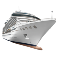 A luxurious cruise ship stands isolated on a transparent background, emphasizing its sleek design and grand structure in a moment of tranquility, cruise ship isolated transparent background png