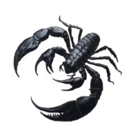 Black scorpion posed on a transparent background, showcasing its distinct features and texture, Black Scorpion on transparent background png
