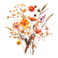 Autumn flowers in vibrant colors arranged beautifully on a transparent background highlighting seasonal beauty, of autumn flowers isolated on a transparent background png
