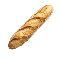 Freshly baked baguette with crisp crumbs floating against a transparent background for culinary delight, Fresh Baguette with Crisp Crumbs Floating isolated on transparent background png