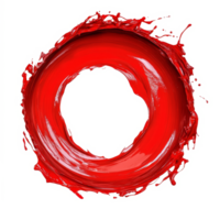 Vivid red watercolor circle with splashes captured against a clean transparent background for artistic exploration, red painted liquid water color circle isolated on transparent background png
