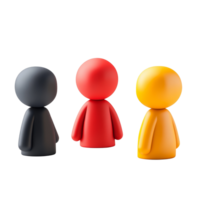 Minimal icon figures with speech bubbles expressing curiosity and conversation in bright colors, 3D Minimal Icon Figures with Speech Bubbles Isolated on transparent background png