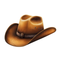 Stylish brown cowboy hat with a leather band against a transparent background showcasing its unique design and craftsmanship, Brown Cowboy Hat with Leather Band on transparent background png