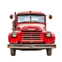 Classic red truck in isolated setting showcasing vintage design and rugged charm, red truck isolated png