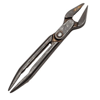 Rusty pliers isolated on a transparent background with visible wear and tear, highlighting their age and use in various tasks, Plier isolated png