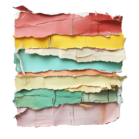 Torn scrapbook paper pieces arranged in colorful layers on a transparent background for creative craft use, Pieces of torn scrapbook paper on transparent backgroundfile png