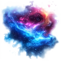 Vibrant cosmos exploration with swirling colors and bright stars against a transparent background, vibrant cosmos in style, isolated on a transparent background for design layouts png