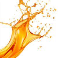 Dynamic orange liquid splash captured in mid-air on a transparent background showcasing fluid motion and energy, orange liquid fluid splash in air isolated on transparent background png