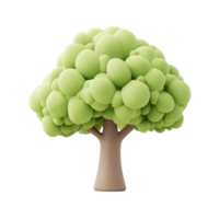 This cute tree icon features a bright green color and playful design, adding charm to any project, 3D icon of a cute tree in birght green color isolated transparent background png