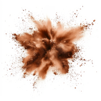 Brown powder explosion creating a striking effect on a transparent background showcasing transparent colors, brown color powder explosion isolated on transparent background png