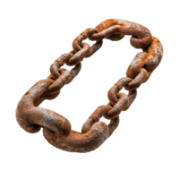 Rusty chain isolated on a transparent background showcasing its corroded texture and unique links, rusty chain isolated on transparent png