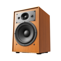 Classic audio speaker with wooden finish on a clean transparent background for clear visibility, audio speaker isolated on transparent background png