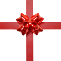 Bright red gift ribbon bow on a transparent surface perfect for special occasions and holiday celebrations, Red Gift Ribbon with Bow on transparent background png