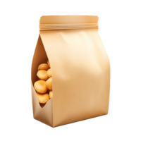 Cut open blank snack packaging revealing golden cookies, isolated against a smooth transparent background, Cut open blank snack packaging isolated png