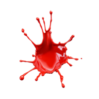 Vivid red color splash isolated on a transparent background creating an energetic visual effect and dynamic design element, red color splash isolated on transparent background png