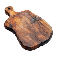 Unique dark wooden cutting board showcasing an unusual shape and rich texture for culinary use and decoration, Isolated unusual shape dark wooden cutting board png