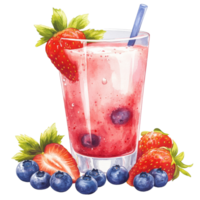 Refreshing strawberry and blueberry yogurt drink perfect for a summer day or a healthy breakfast, Strawberries and blueberries yogurt drink png