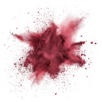 Maroon color powder explosion isolated on transparent background creating a vibrant dust cloud effect, maroon color powder pulver explosion isolated on transparent background png