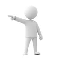 A minimalistic figure pointing to the right, conveying direction and emphasis in a simple design on a transparent background, pointing man minimalistic simple 3d isolated on transparent background png