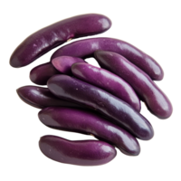 Vibrant purple beans arranged on a transparent background, showcasing their rich color and unique shape, purple beans on transparent background png