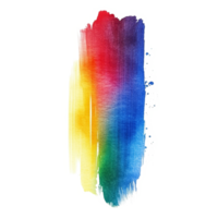 Bright rainbow gradient watercolor brush stroke on transparent background showcases vibrant colors in artistic expression, rainbow colored gradient brush stroke isolated on transparent background png