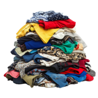 Assorted pile of colorful clothing isolated on a transparent background for fashion and textile themes, Assorted Pile of Clothes Isolated on transparent background png