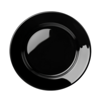 A simple black plate rests on a transparent background highlighting its sleek design and elegance, black plate on transparent background png