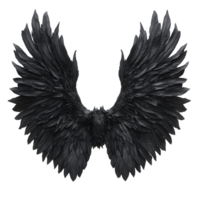 Elegant black demon wings displayed against a stark transparent background for artistic effect, black demon wings isolated on transparent background png