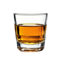 A glass of amber whiskey resting on a transparent background inviting contemplation and relaxation, whiskey in glass on transparent background png