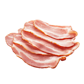 affettato Maiale Bacon su un' pulito trasparente sfondo, Perfetto per prima colazione o culinario preparazione, affettato Maiale Bacon isolato png