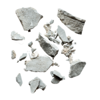 Broken stone pieces scattered on a transparent background showcasing a unique transparent-like texture, Broken stone on a transparent background. Stone transparent background png