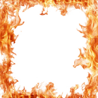 Flames burst from the bottom frame, creating an intense fiery border against a clean transparent background, Flames at the Bottom Frame, Isolated on transparent background png