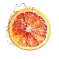 Fresh grapefruit slice with a drop of water on a clean transparent background highlighting its juicy texture, Grapefruit slice withDrop of water on transparent background png