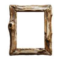 Wooden blank frame with a rustic finish set against a clean transparent background for versatile decor and display options, wooden blank frame isolated on transparent background png