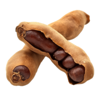 Tamarind fruit pod with seeds, isolated on transparent background showcasing its unique texture and deep brown color, tamarind isolated on transparent background png