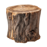 Wooden log stump resting on a clean transparent background highlighting its natural texture and shape, Wooden Log Stump on transparent background png