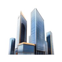 Modern office buildings designed with glass facades and unique architecture isolated on a transparent background, Modern Office Buildings Isolated on transparent background png