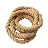 Natural jute rope coiled neatly on a plain transparent background ideal for crafting and home improvement projects, Rope on transparent background png