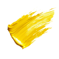 Bright yellow paint smear brush stroke on transparent background showcasing vibrant artistic expression and texture, yellow paint smeart brush strokeisolated on transparent background png