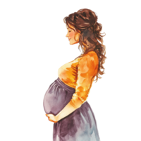 Side view of a pregnant woman standing against a transparent background during her maternity journey, Pregnant Woman Side View on transparent background png