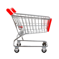 Shopping cart with red handle isolated on transparent background for retail and grocery shopping needs, shopping cart with red handle isolated on transparent background png