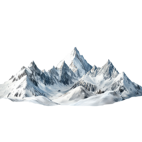 un asombroso ver de aislado cubierto de nieve montañas en contra un brillante transparente antecedentes durante invierno, nieve montañas paisaje aislado en transparente antecedentes png