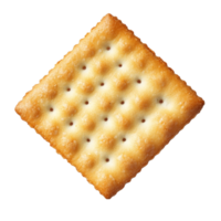 A single golden cracker isolated against a pure transparent background showcasing its texture and shape in top view, Cracker isolated on transparent background png