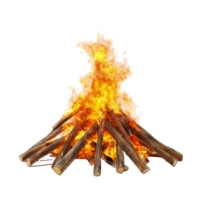 A vibrant bonfire with dancing flames against a clear transparent background showing warmth and energy, bonfireisolated transparent background png