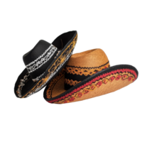Two traditional mariachi hats displayed on a clean transparent background for cultural and artistic appreciation, Mariachi hats isolated on transparent background png